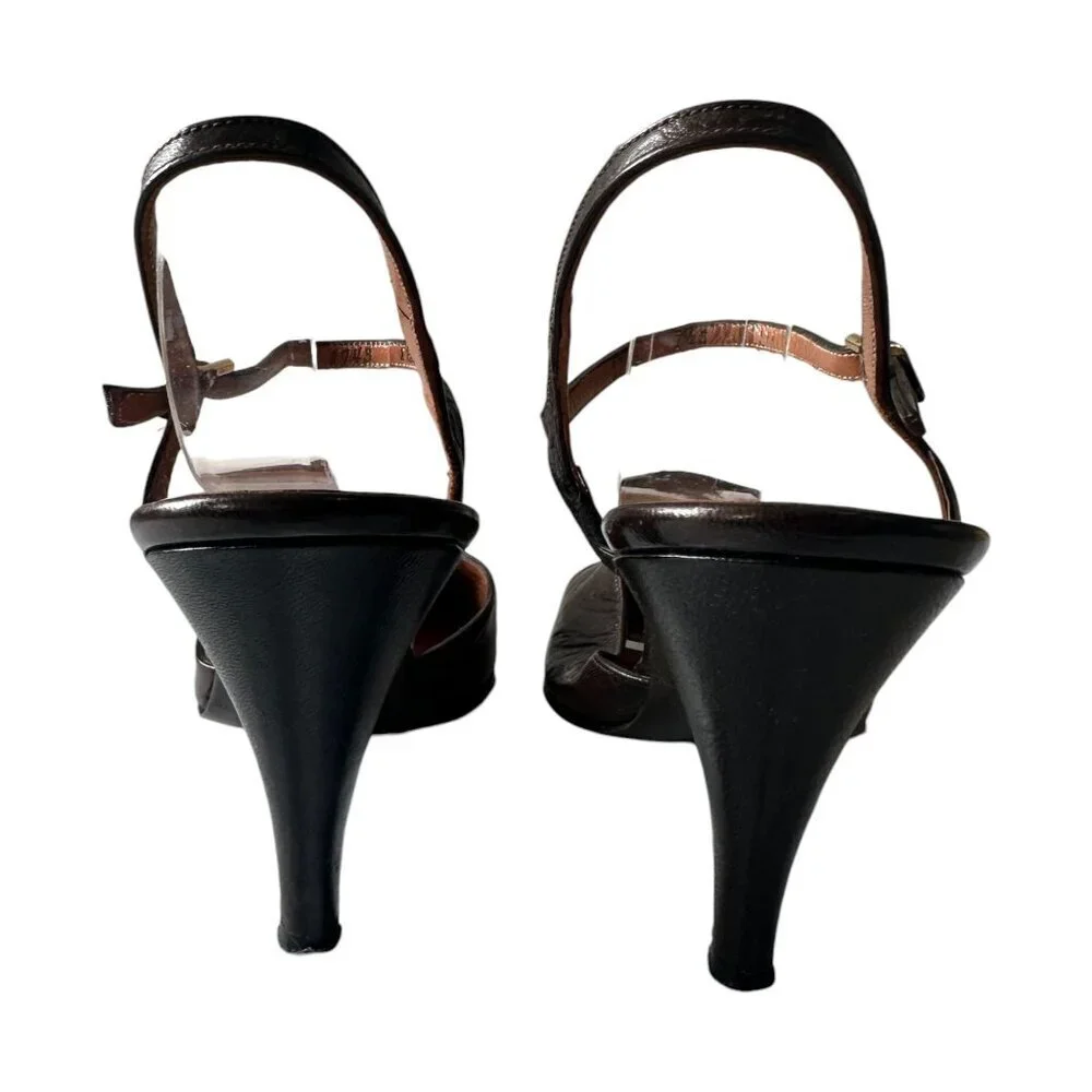 Vintage I.‎ Miller Brown Leather Rosette Heels – Size 8.5B